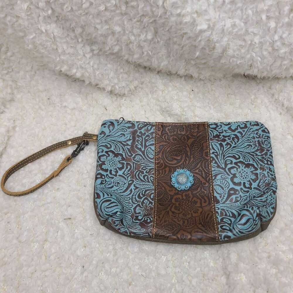 Myra Bag Tooled Leather Wristlet